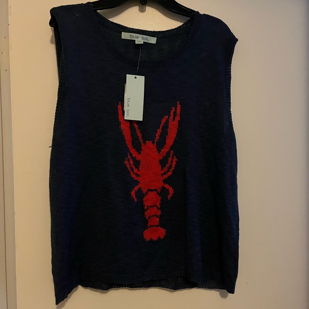 Blue Sleeveless Lobster Cotton Top with tags